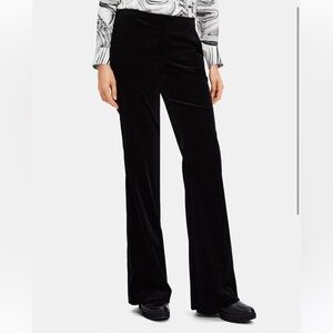 THEORY Women's Flared Low-Waist Pant in Stretch Velvet Black Size 4